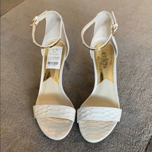 Off white ankle strap heels.